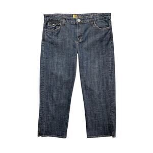 Kut From The Kloth Capri Womens 14 Blue Flap Pocket Slit Hem Stretch Denim Jeans